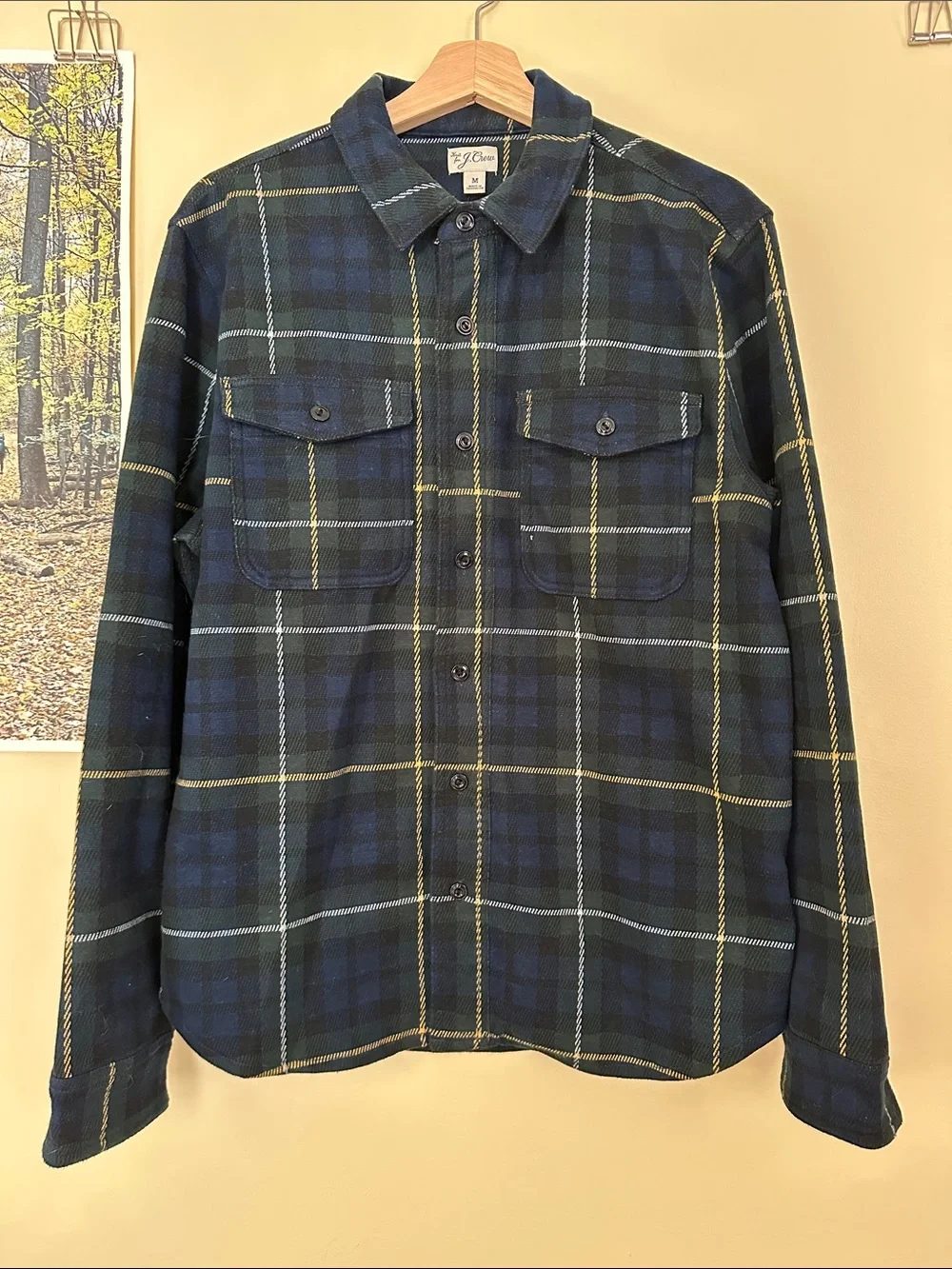Jcrew Men’s Green Plaid Flannel Shirt